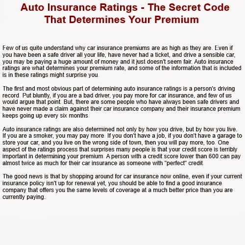 Car Insurance Ratings â€“ The Secret Code That Determines Your Premium ...